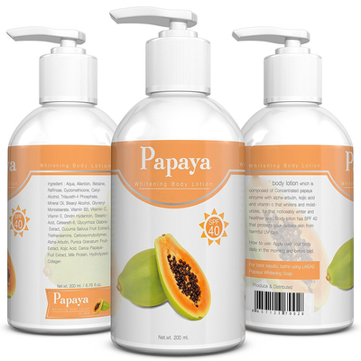 Peau organique de papaye de formule naturelle acide kojic de marque de distributeur blanchissant hydratant la lotion 120ml de corps